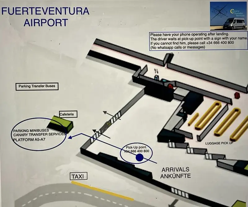Pick-up point at Fuerteventura airport